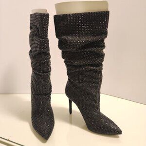 Jessica Simpson Black Slouch Rhinestone Heeled Boots